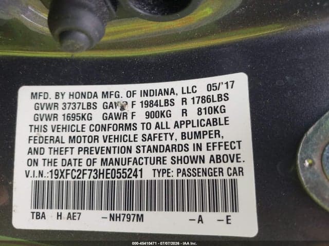 2017 HONDA CIVIC EX 9