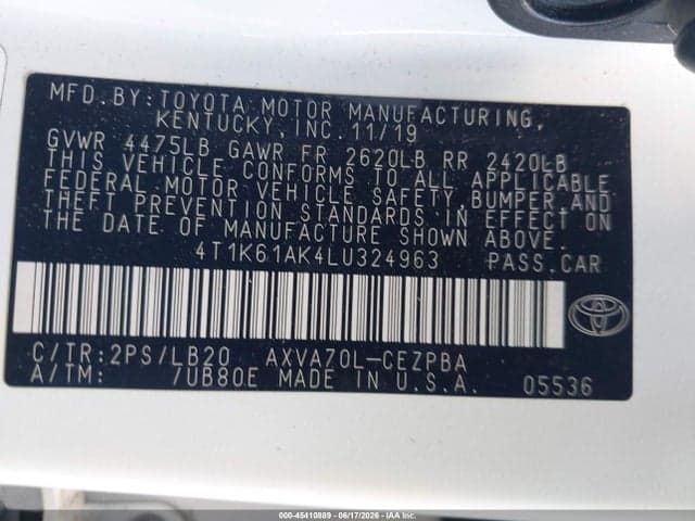 2020 TOYOTA CAMRY XSE 9