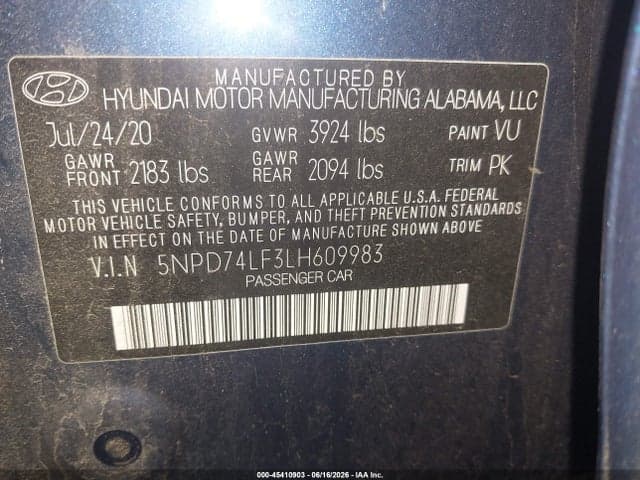 2020 HYUNDAI ELANTRA SE 9