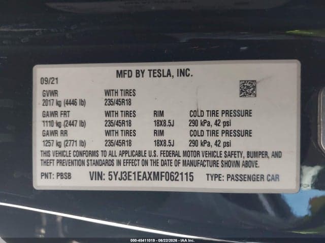 2021 TESLA MODEL 3 9