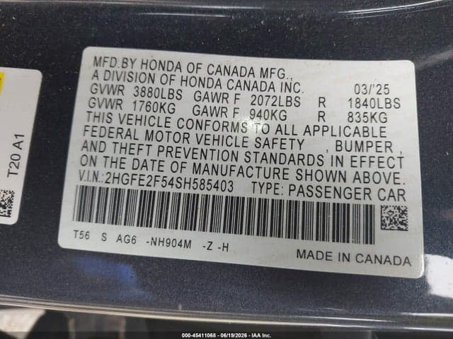 2025 HONDA CIVIC SPORT 9
