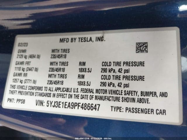 2023 TESLA MODEL 3 REAR-WHEEL DRIVE 9