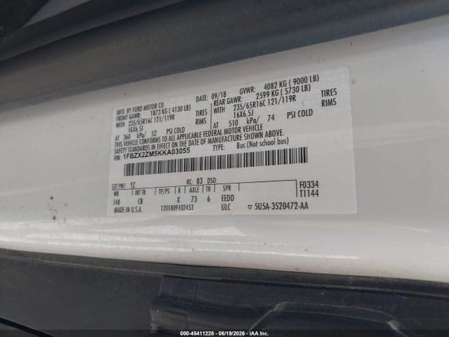 2019 FORD TRANSIT-350 XL/XLT 9