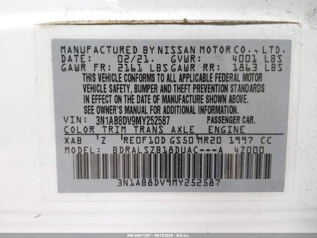 2021 NISSAN SENTRA SR XTRONIC CVT 9