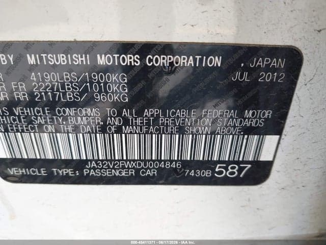 2013 MITSUBISHI LANCER SE 9