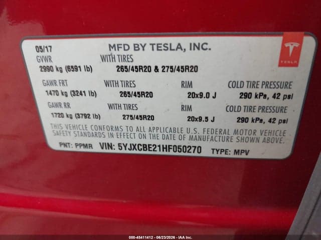 2017 TESLA MODEL X 9