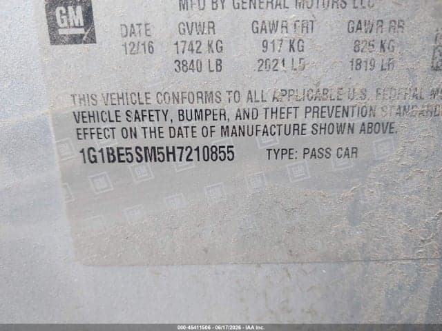 2017 CHEVROLET CRUZE LT AUTO 9
