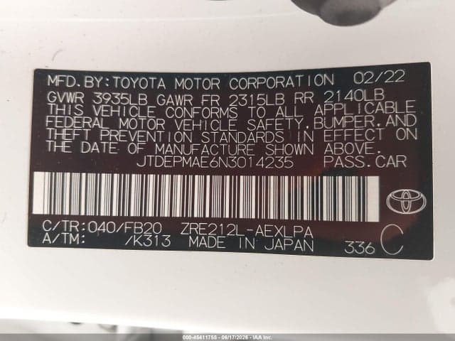 2022 TOYOTA COROLLA LE 9