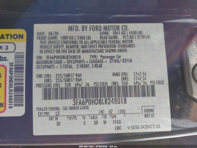 2020 FORD FUSION SE 9