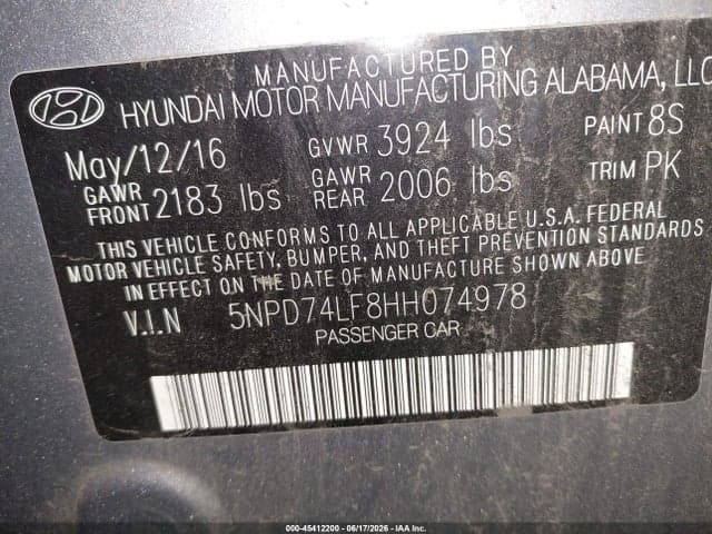 2017 HYUNDAI ELANTRA SE 9