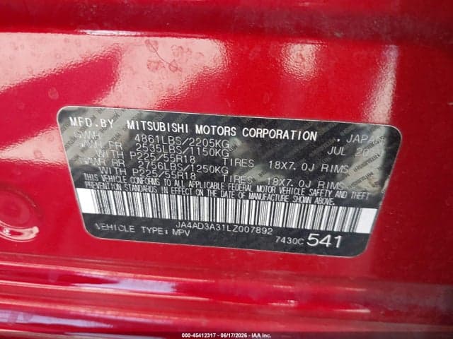 2020 MITSUBISHI OUTLANDER SE 9
