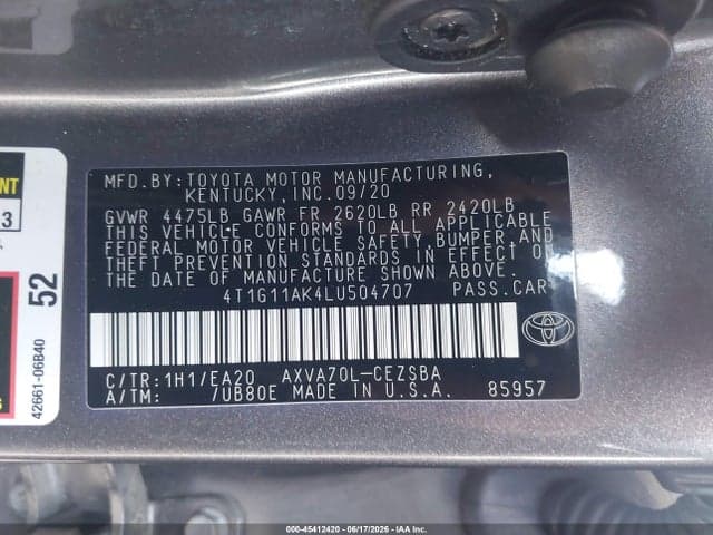2020 TOYOTA CAMRY SE 9