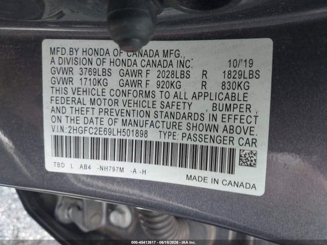 2020 HONDA CIVIC LX 9