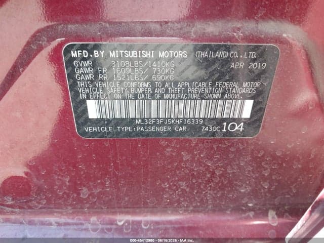 2019 MITSUBISHI MIRAGE G4 9