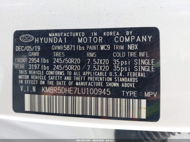 2020 HYUNDAI PALISADE LIMITED 9