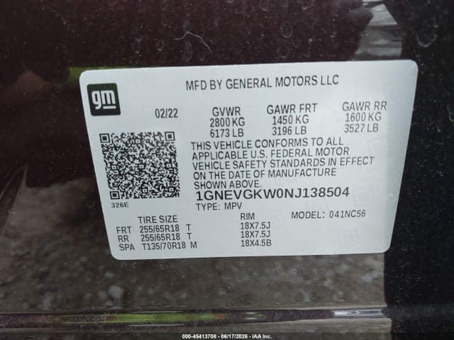 2022 CHEVROLET TRAVERSE AWD LT CLOTH 9