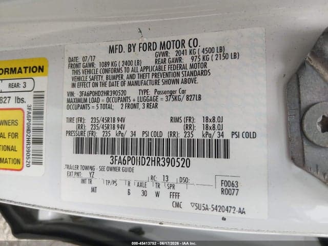 2017 FORD FUSION SE 9