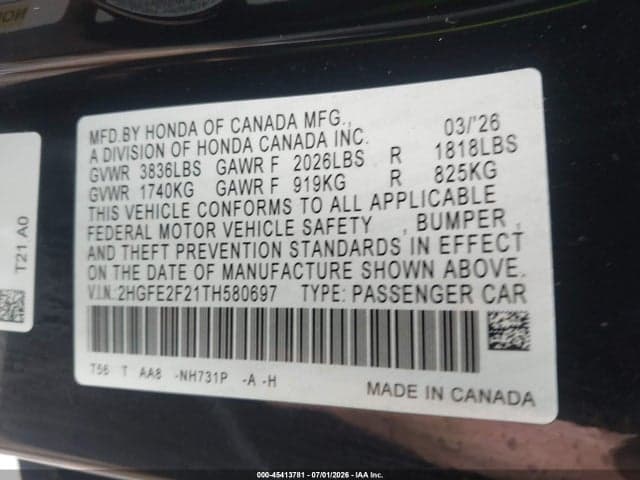 2026 HONDA CIVIC LX 9