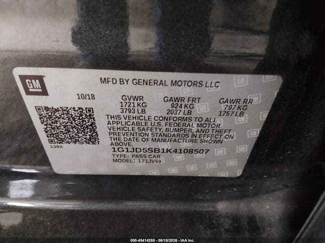 2019 CHEVROLET SONIC LT AUTO 9