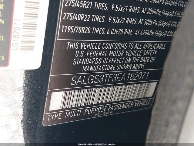 2014 LAND ROVER RANGE ROVER 9