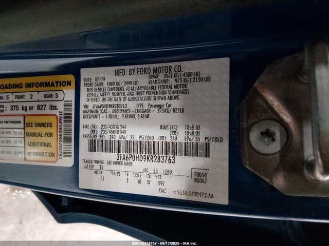 2019 FORD FUSION SE 9
