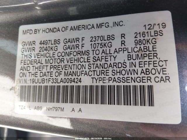2020 ACURA TLX STANDARD 9