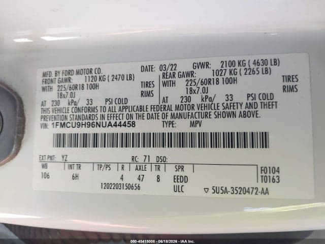 2022 FORD ESCAPE SEL 9