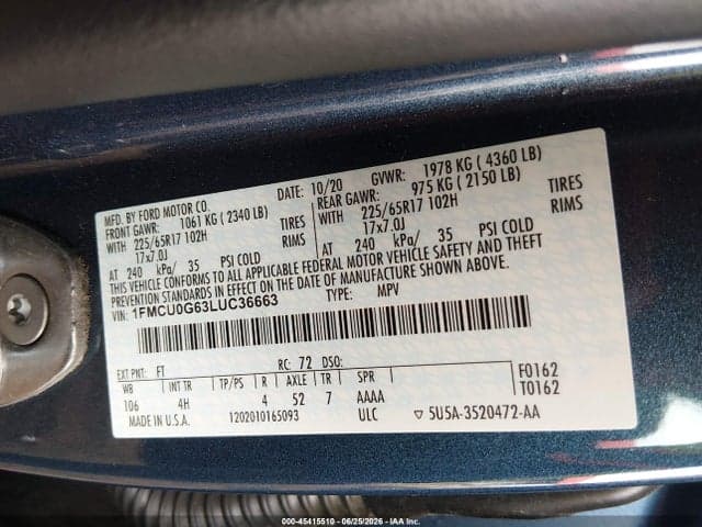 2020 FORD ESCAPE SE 9