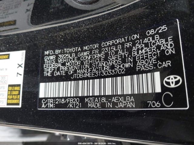 2026 TOYOTA COROLLA LE 9