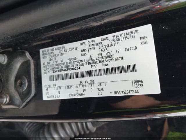 2019 FORD F-150 LARIAT/XL/XLT 9