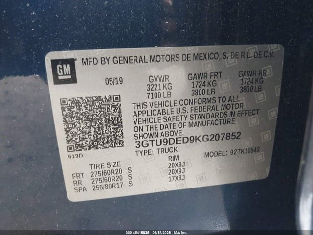 2019 GMC SIERRA 1500 SLT 9