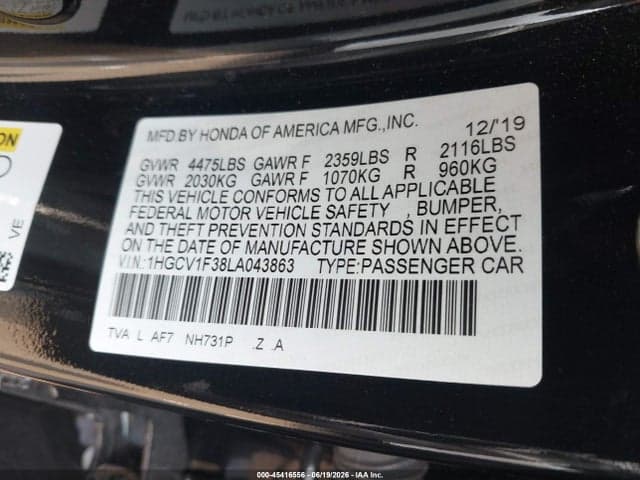 2020 HONDA ACCORD SPORT 9