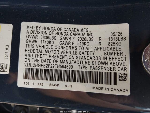 2026 HONDA CIVIC LX 9