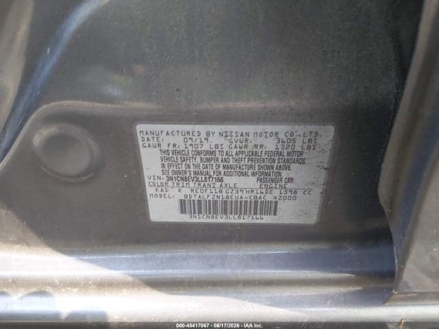 2020 NISSAN VERSA SV XTRONIC CVT 9