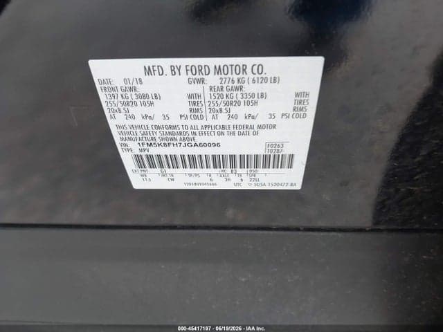 2018 FORD EXPLORER LIMITED 9