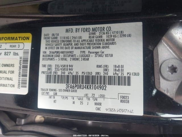 2019 FORD FUSION HYBRID TITANIUM 9
