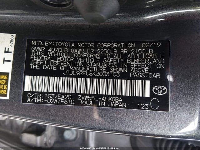 2019 TOYOTA PRIUS XLE 9