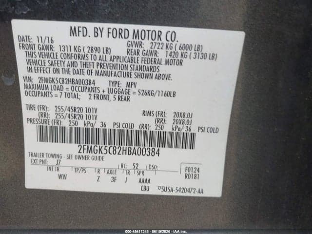 2017 FORD FLEX SEL 9
