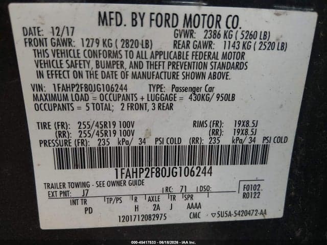 2018 FORD TAURUS LIMITED 10