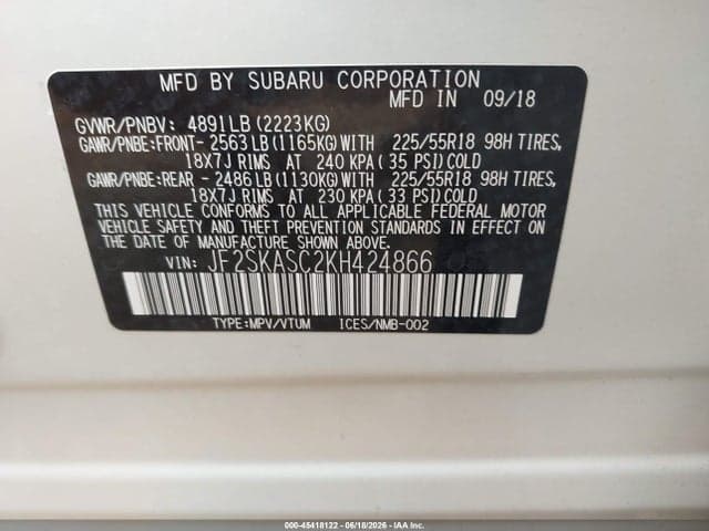 2019 SUBARU FORESTER LIMITED 9
