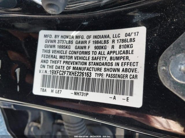2017 HONDA CIVIC EX 9