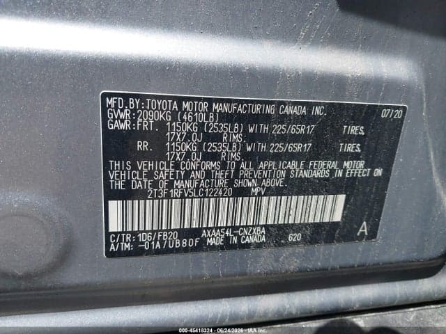 2020 TOYOTA RAV4 LE 9