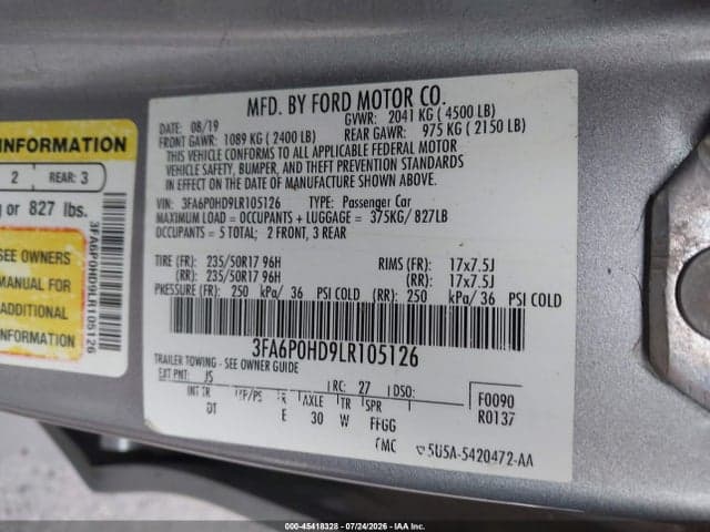 2020 FORD FUSION SE 9