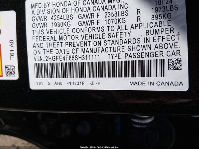 2025 HONDA CIVIC HYBRID SPORT/SPORT TOURING 9
