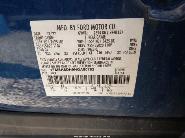 2022 FORD EXPLORER XLT 9