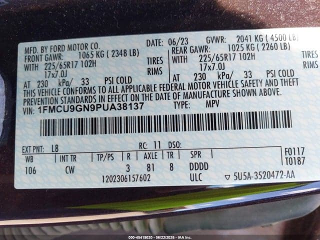 2023 FORD ESCAPE ACTIVE 9