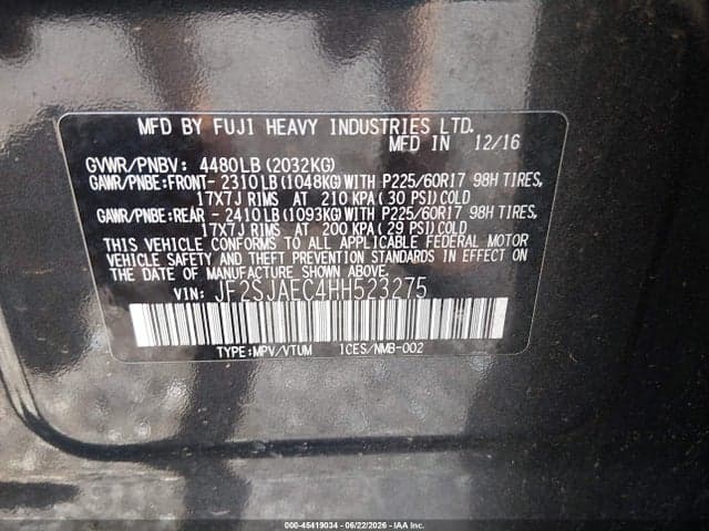 2017 SUBARU FORESTER 2.5I PREMIUM 9