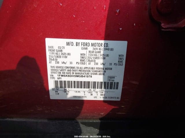 2021 FORD EXPLORER XLT 9