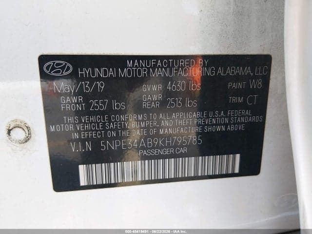 2019 HYUNDAI SONATA LIMITED 2.0T 9