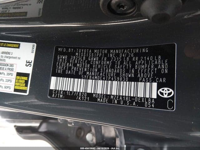 2026 TOYOTA COROLLA LE 9